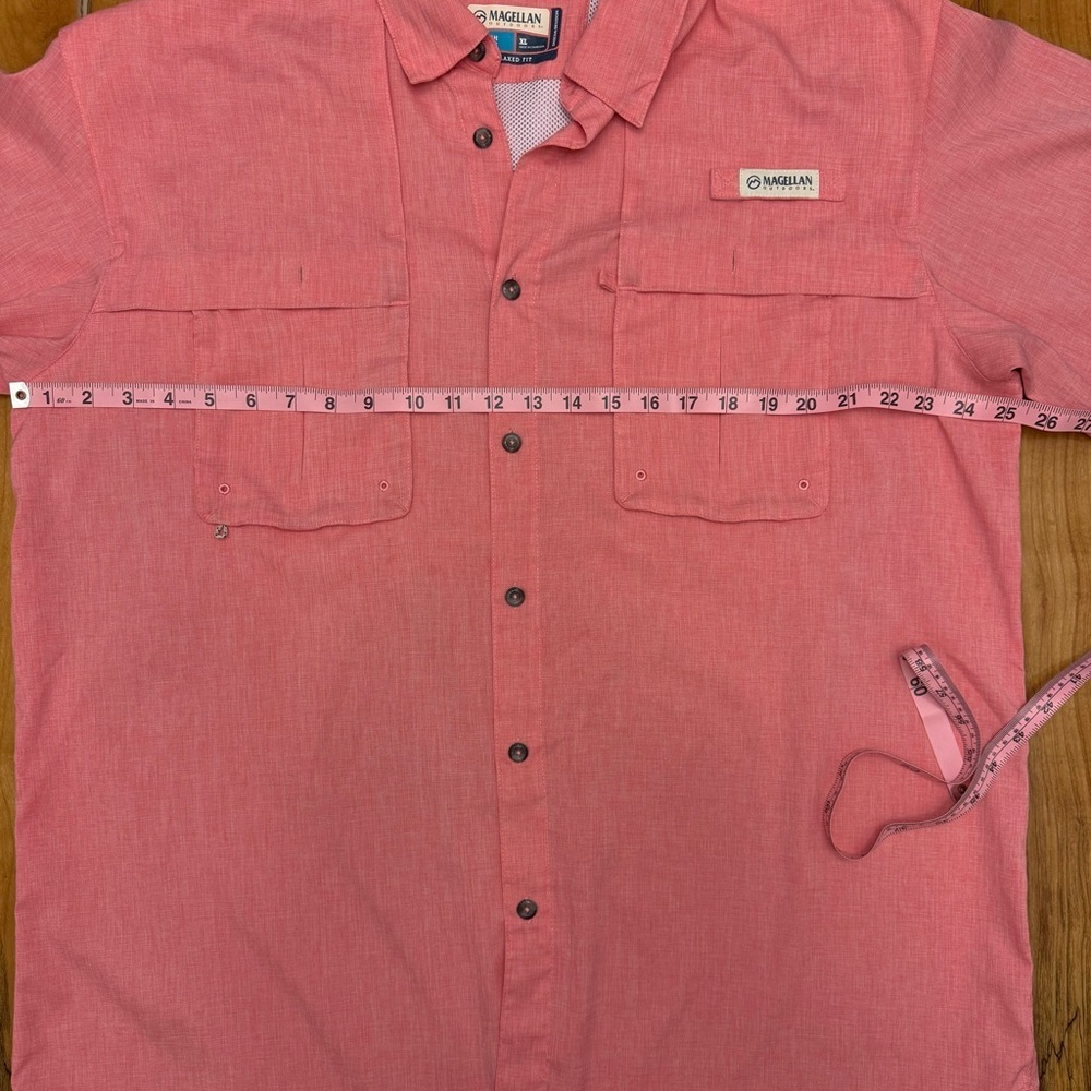Magellan Fish Gear Button Down Shirt XL Coral Short Sleeve Fishing Outdoor Light - Picture 2 of 11